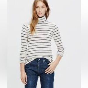 Ralph Lauren white with black stripes Turtleneck Sweater in large